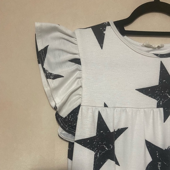 Altar'd State women's S bold star novelty print ruffle sleeve tiered dress EUC - Picture 3 of 4